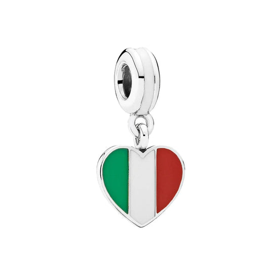 Italy Heart Flag Dangle Charm