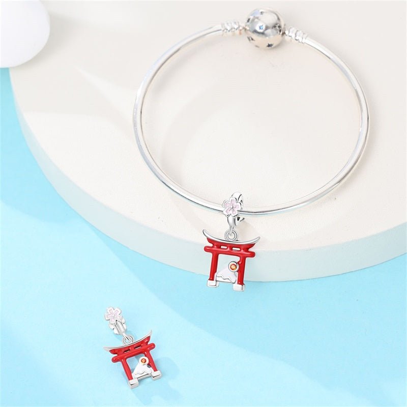 Pangama Jewelry Japan Torii Gate & Mount Fuji Dangle Charm