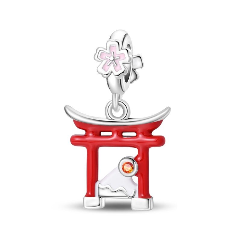 Pangama Jewelry Japan Torii Gate & Mount Fuji Dangle Charm