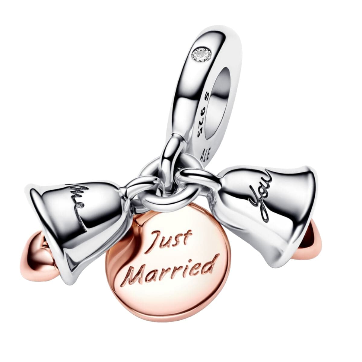 Just Married Wedding Bells Double Dangle