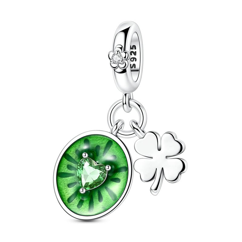 Pangama Jewelry Kiwi Fruit with Four - Leaf Clover Dangle Charm