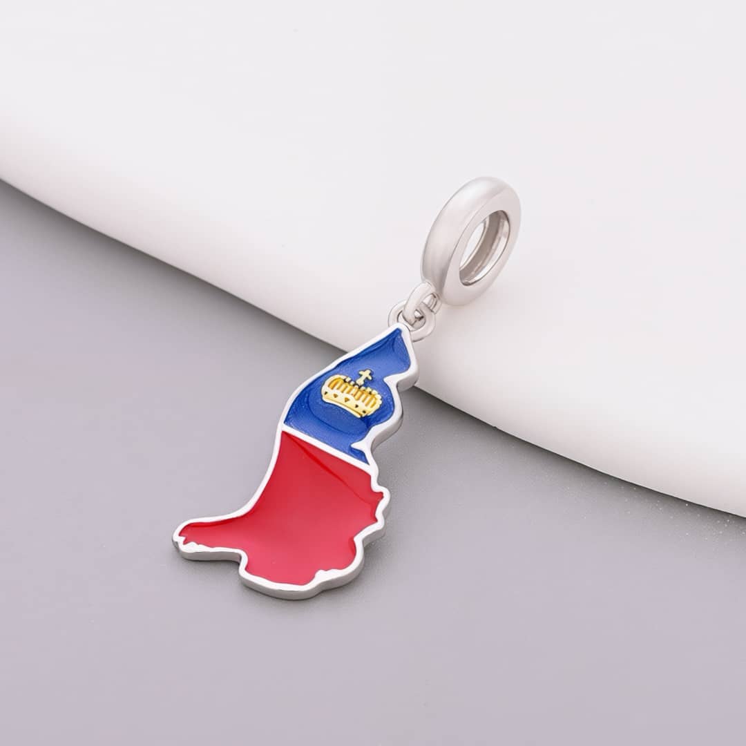 Pangama Jewelry Liechtenstein Map Flag Dangle Charm