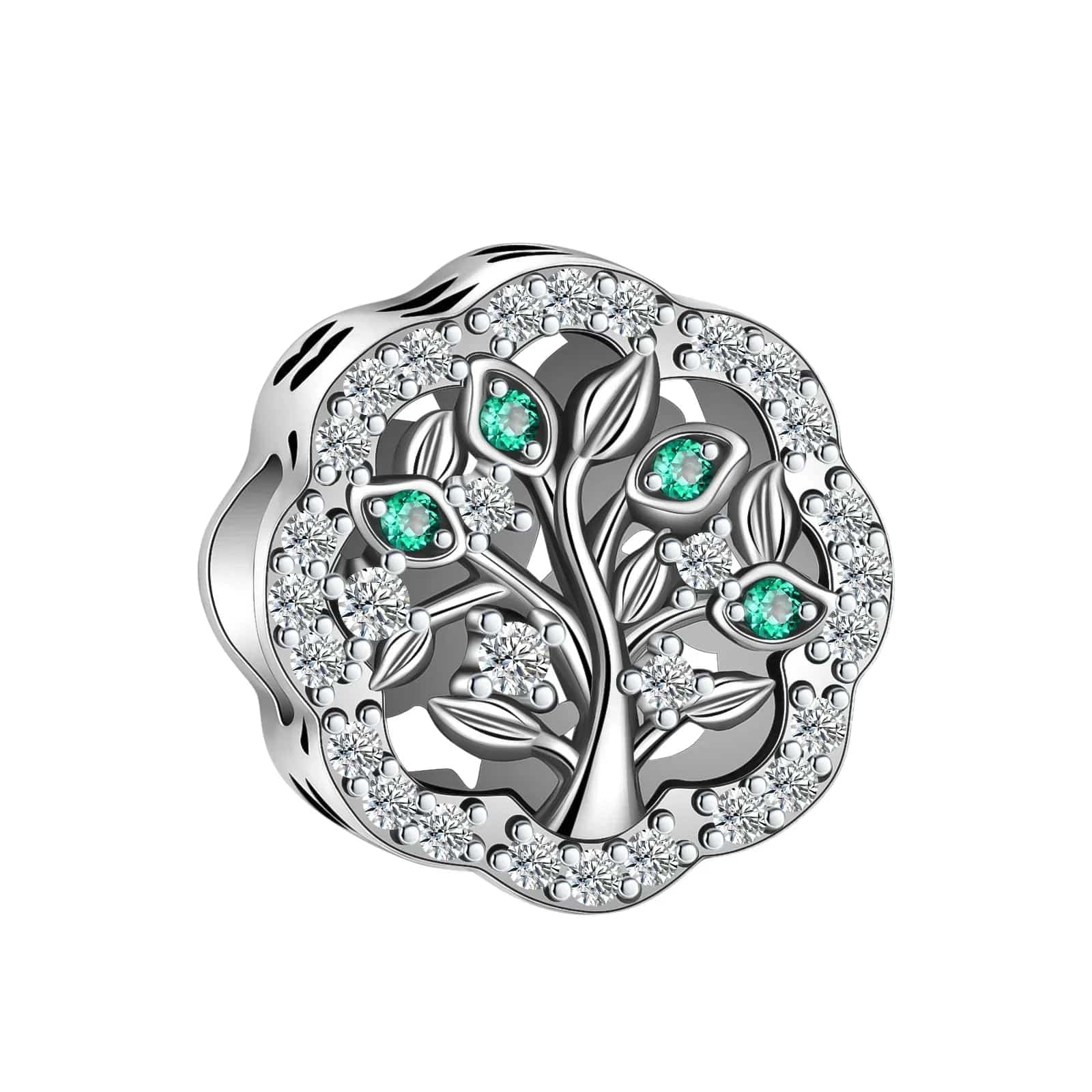 Life Tree Green Leaves Bead Charm