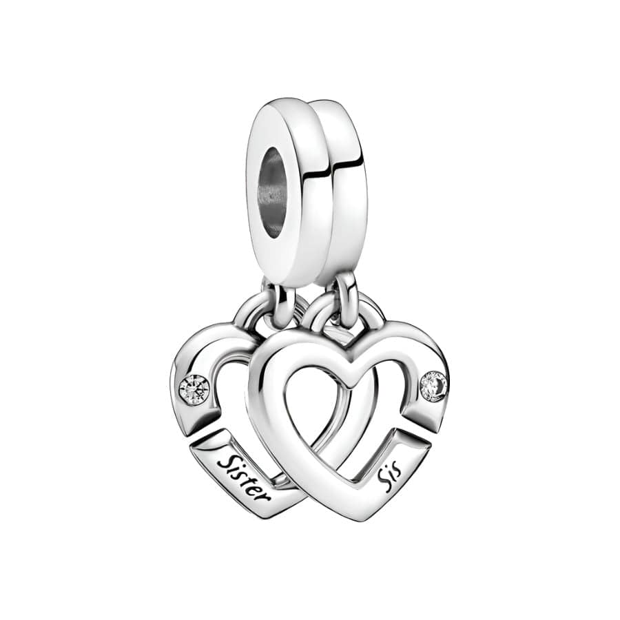 Linked Sister Hearts Split Dangle Charm