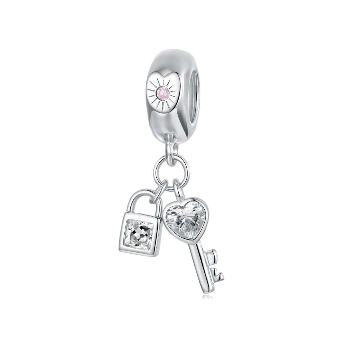 Pangama Jewelry Lock & Key Love Sparkle Dangle Charm