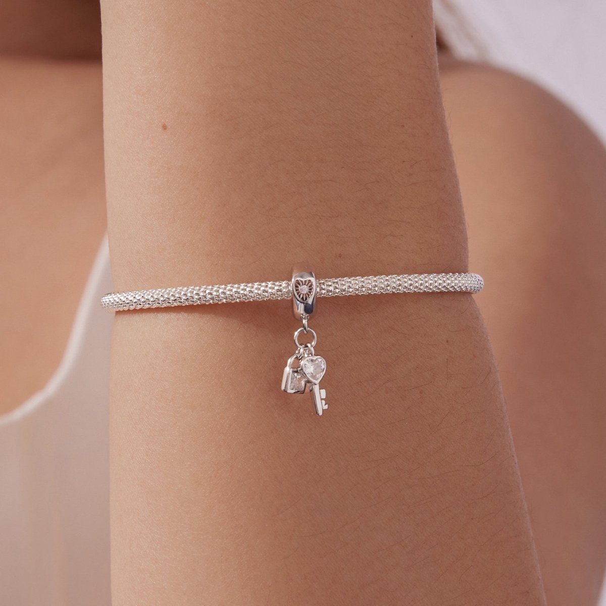 Pangama Jewelry Lock & Key Love Sparkle Dangle Charm