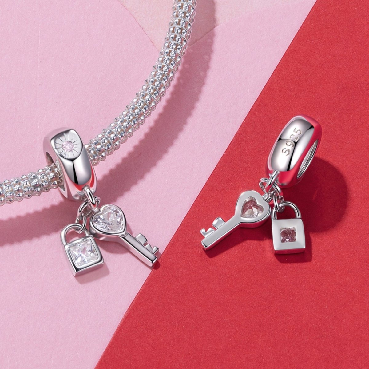 Pangama Jewelry Lock & Key Love Sparkle Dangle Charm