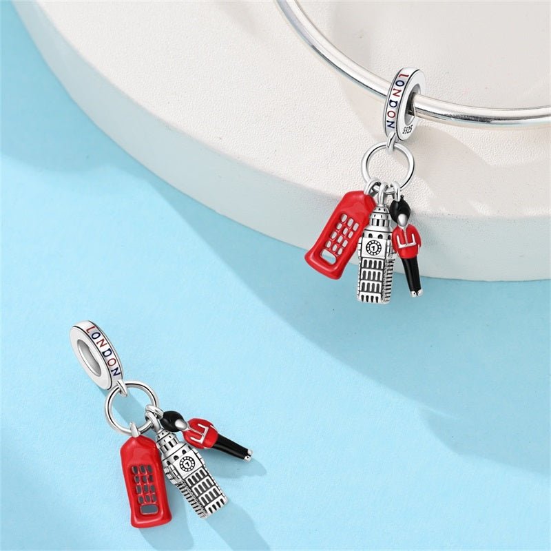 Pangama Jewelry London Big Ben, Phone Booth & Guard Dangle Charm