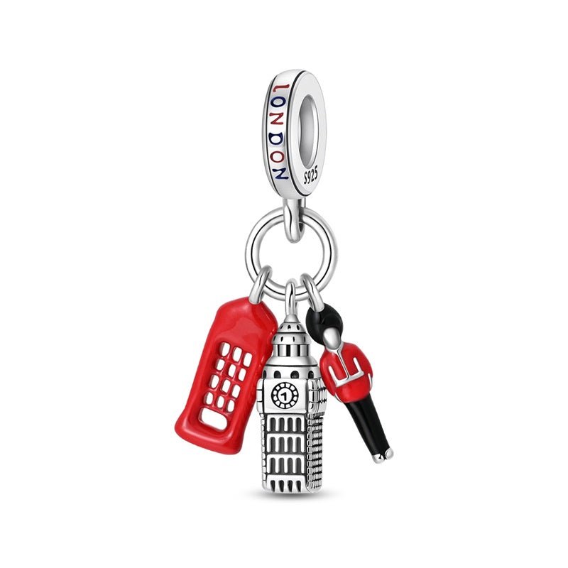 Pangama Jewelry London Big Ben, Phone Booth & Guard Dangle Charm
