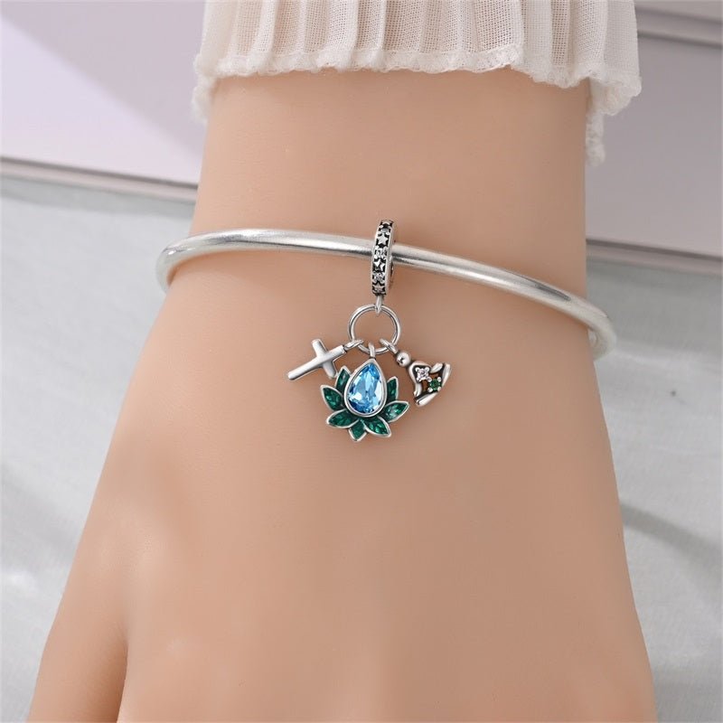 Pangama Jewelry Lotus, Cross & Yoga Dangle Charm