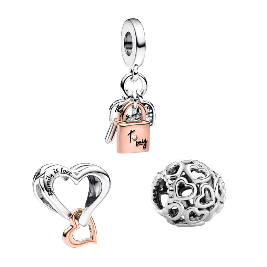 Love Lock and Key Charm Trio