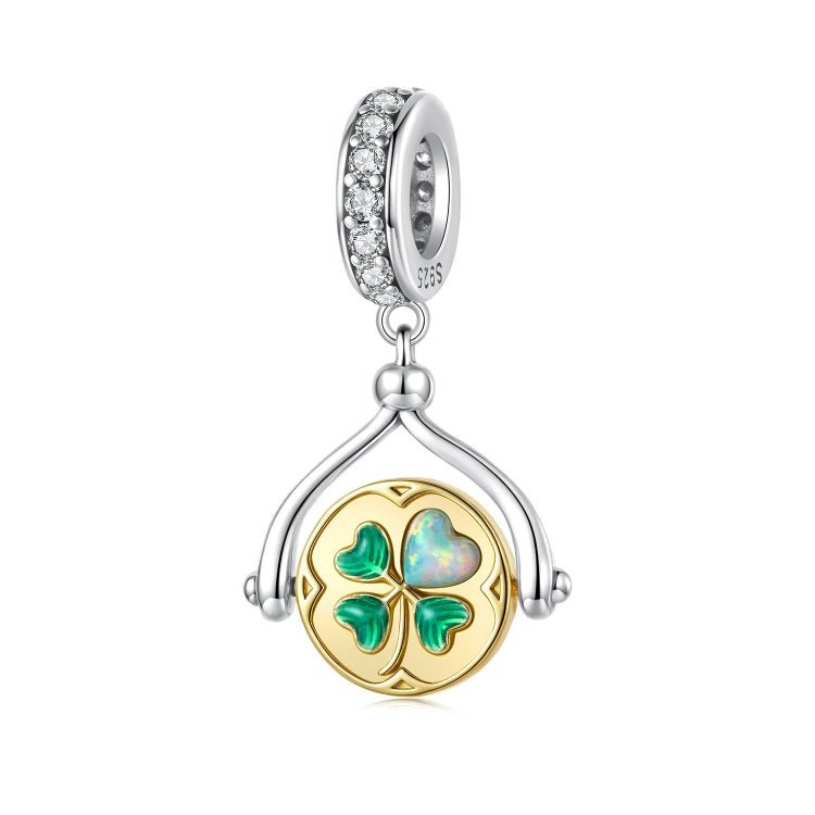 Pangama Jewelry Lucky Clover Coin Dangle Charm