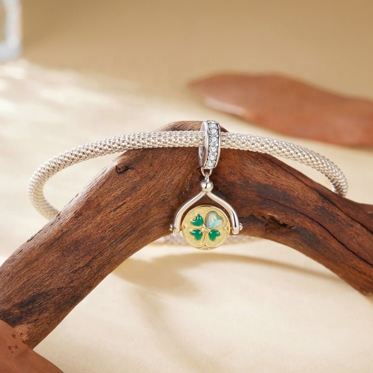 Pangama Jewelry Lucky Clover Coin Dangle Charm