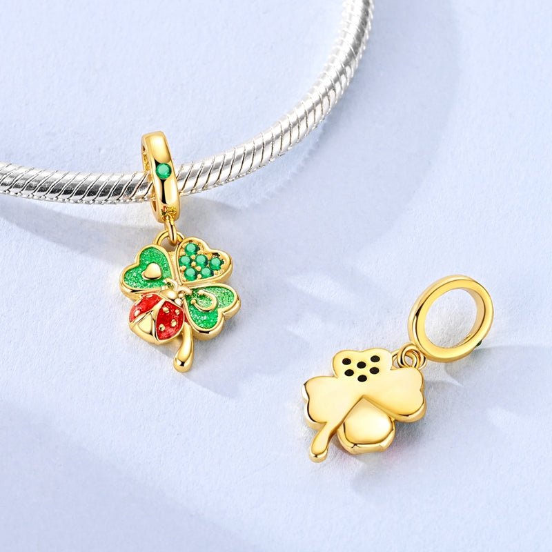 Pangama Jewelry Lucky Clover & Ladybug Dangle Charm