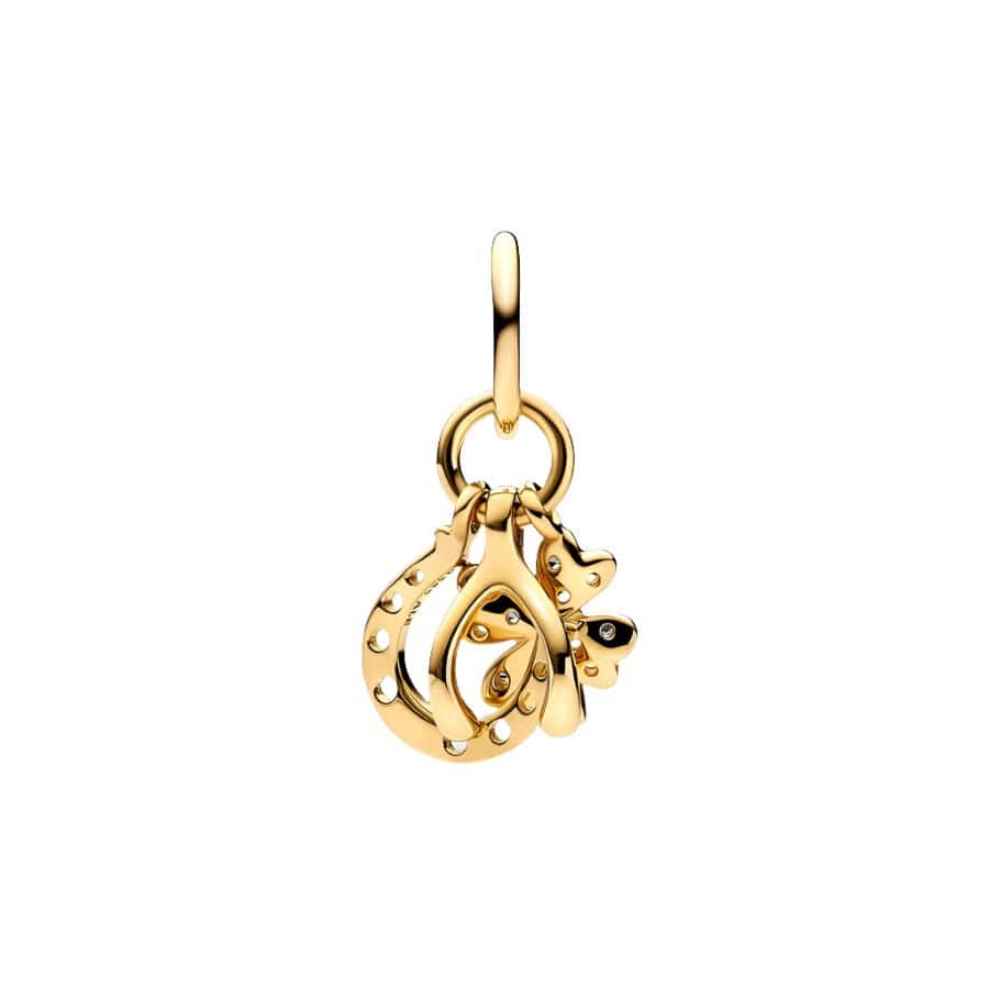 Lucky Clover, Wishbone & Horseshoe Dangle Charm