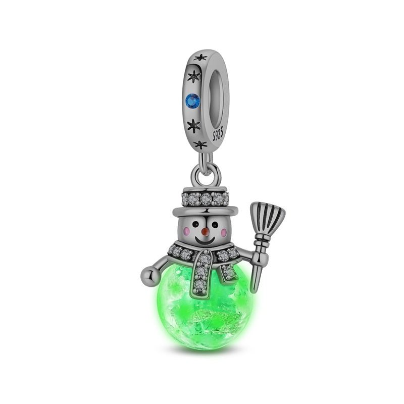 Pangama Jewelry Luminous Snowman with Blue Globe Dangle Charm