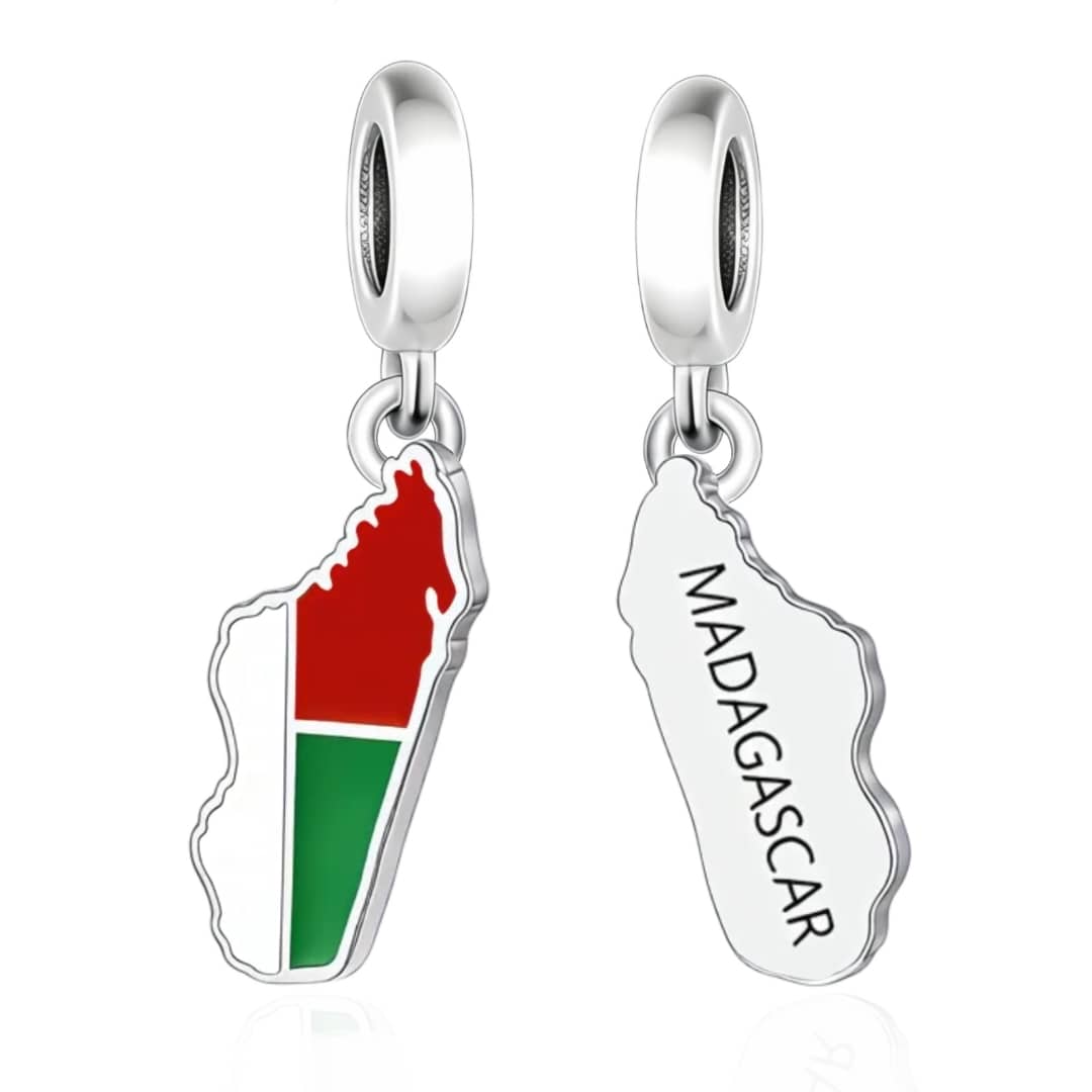 Pangama Jewelry Madagascar Map Flag Dangle Charm