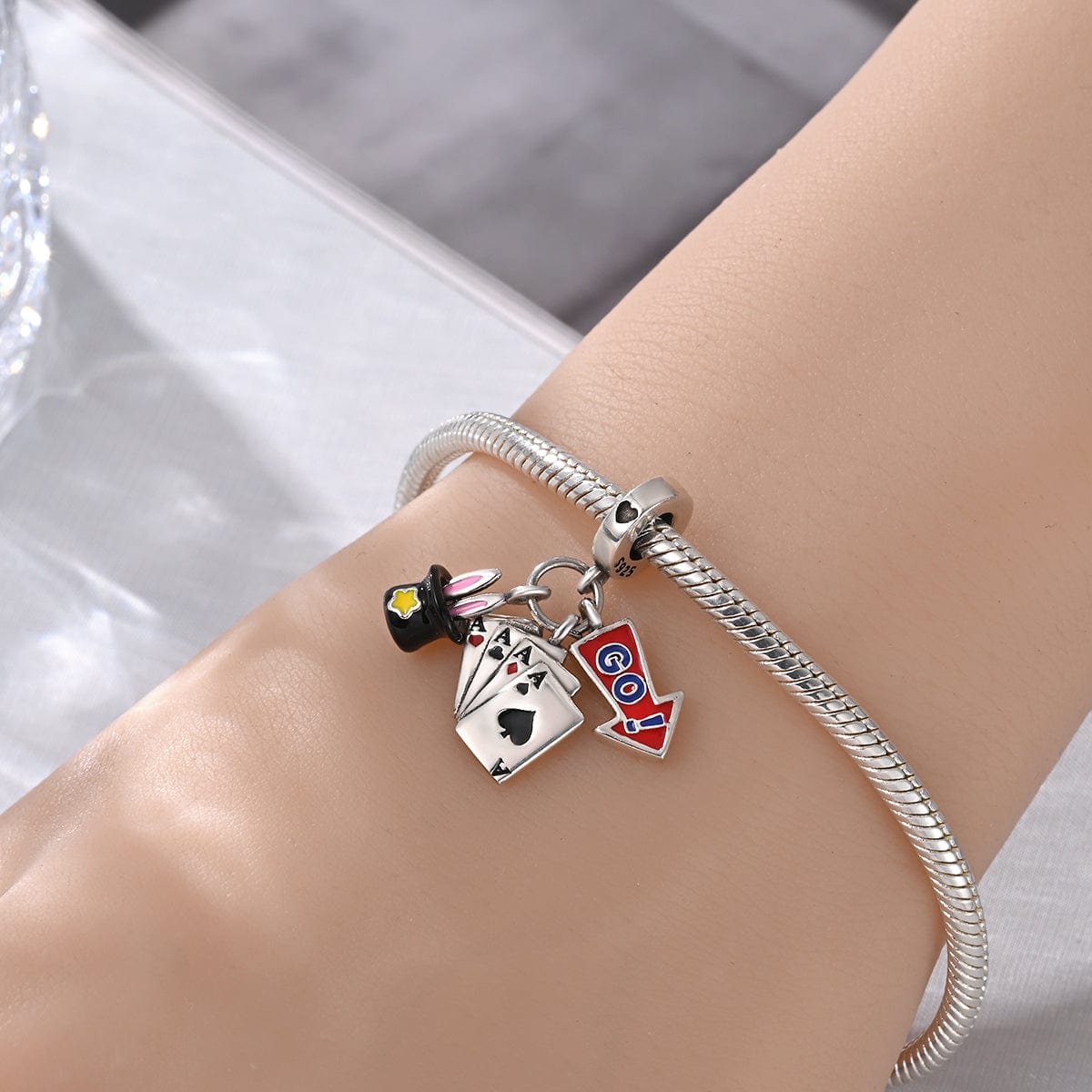 Pangama Jewelry Magical Hat and Cards Triple Dangle Charm