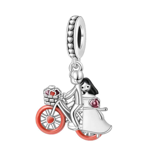 Married Couple On Bike Dangle Charm