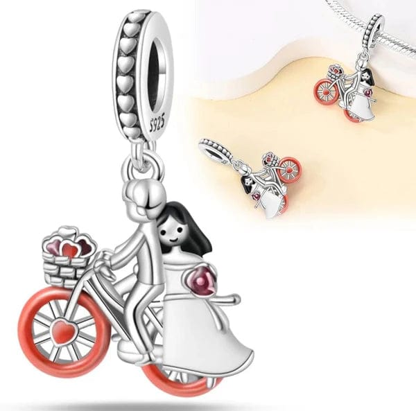 Married Couple On Bike Dangle Charm