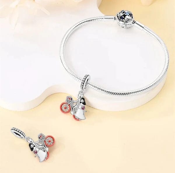 Married Couple On Bike Dangle Charm