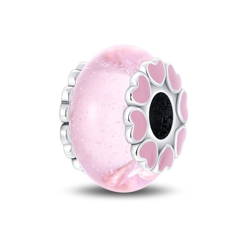 Pangama Jewelry Matte Pink Murano Glass Charm
