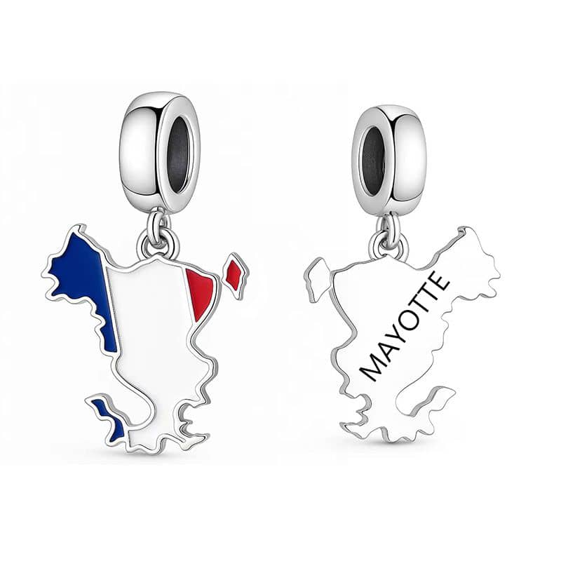 Pangama Jewelry Mayotte Island Map Flag Dangle Charm