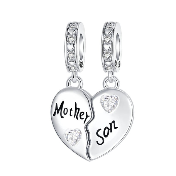 Mother Son Heart Split Dangle Charm