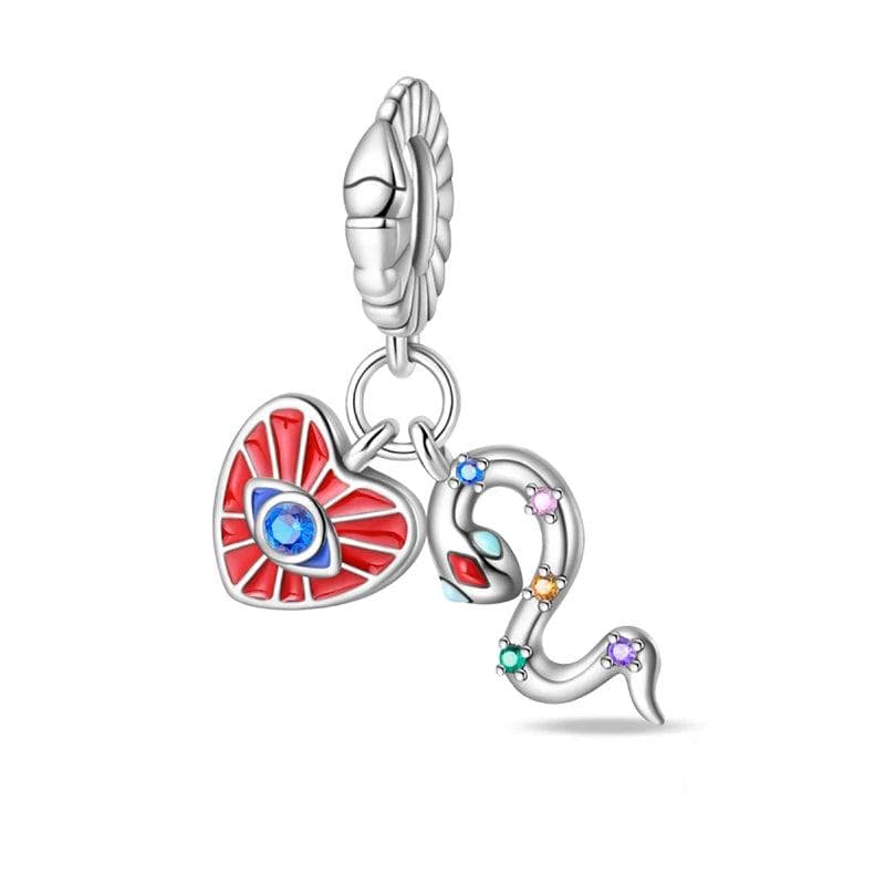 Mystic Heart Serpent Double Dangle Charm - Main Image