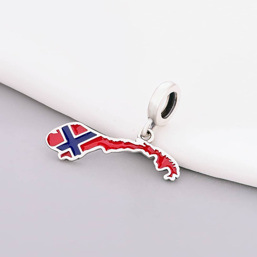 Pangama Jewelry Norway Map Flag Dangle Charm