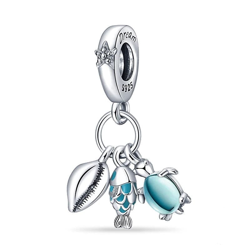 Ocean Fish Turtle Dream Triple Dangle Charm