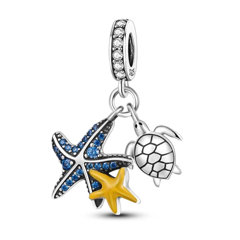 Ocean Starfish and Turtle Triple Dangle Charm