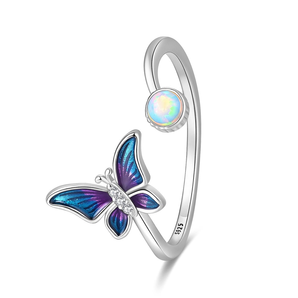 Pangama Jewelry Opal & Blue Butterfly Adjustable Ring