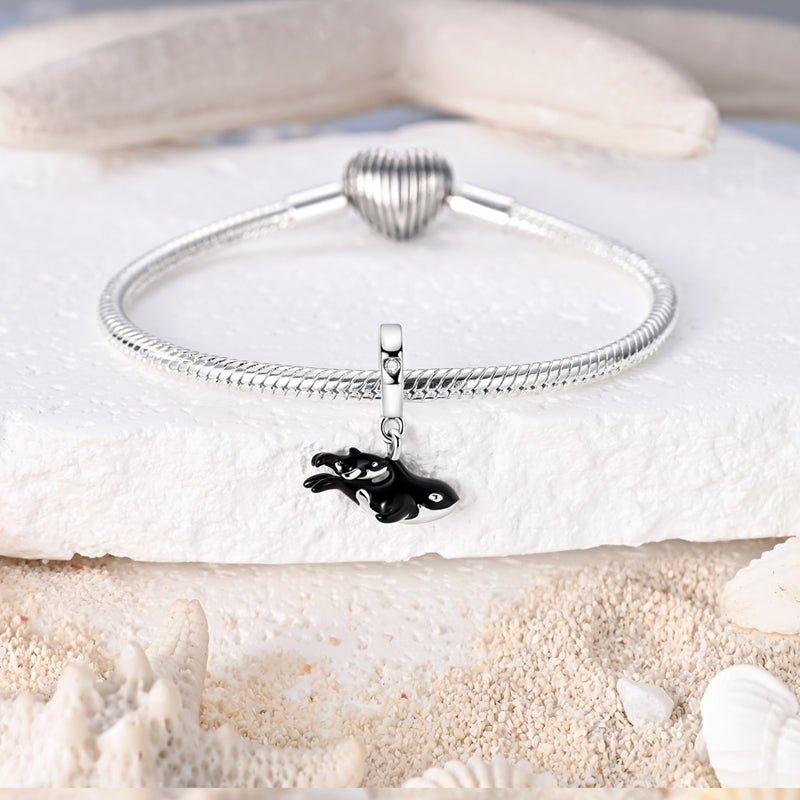 Pangama Jewelry Orca Whale Mother & Baby Dangle Charm