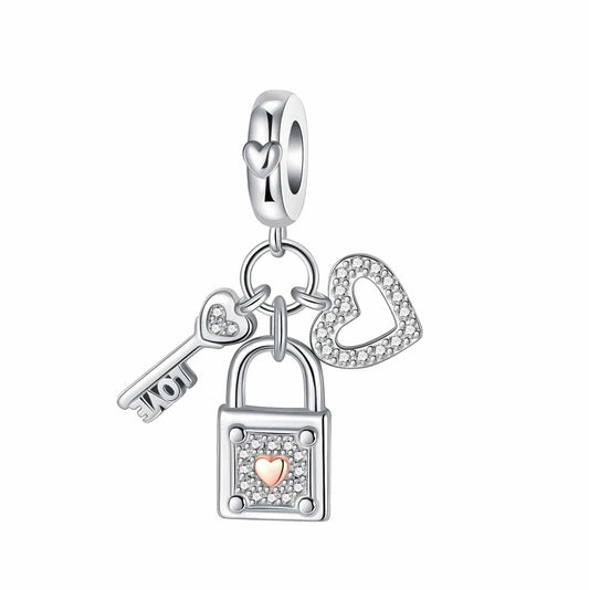 Padlock Key Heart Charm