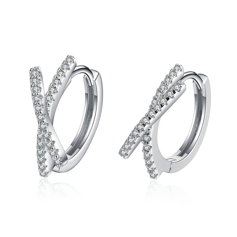 Pangama Jewelry Pangama Crisscross Pavé Moissanite Hoop Earrings