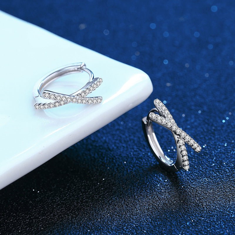 Pangama Jewelry Pangama Crisscross Pavé Moissanite Hoop Earrings