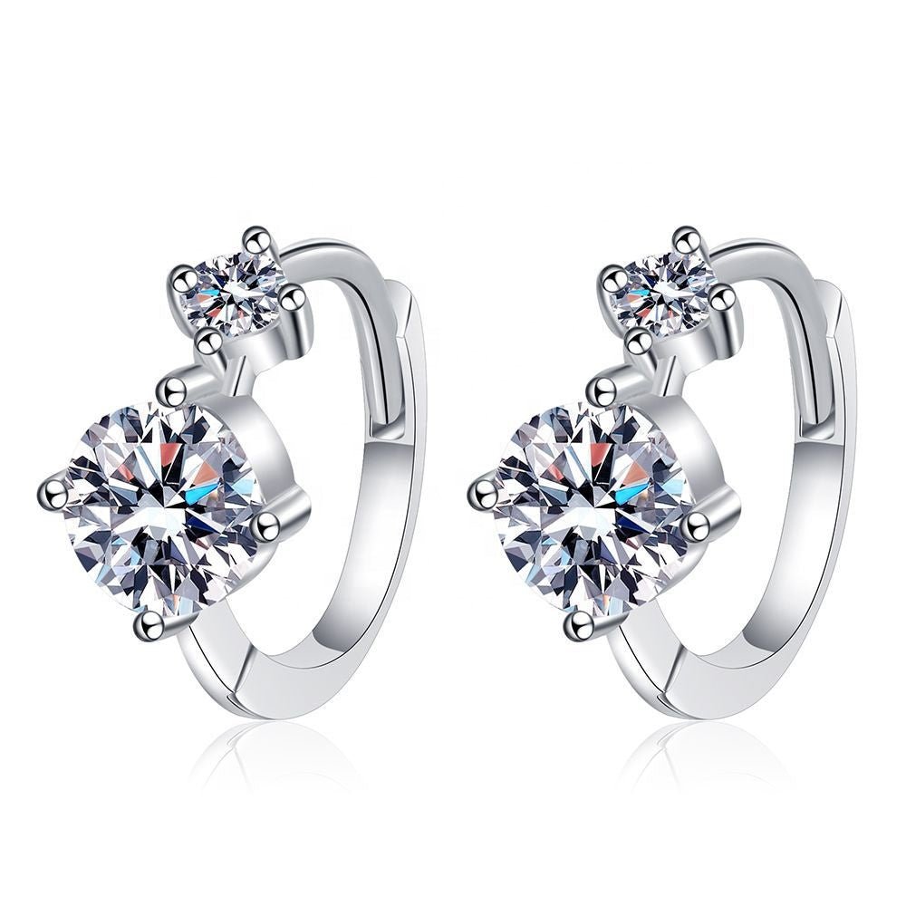 Pangama Jewelry Pangama Double Stone Moissanite Hoop Earrings