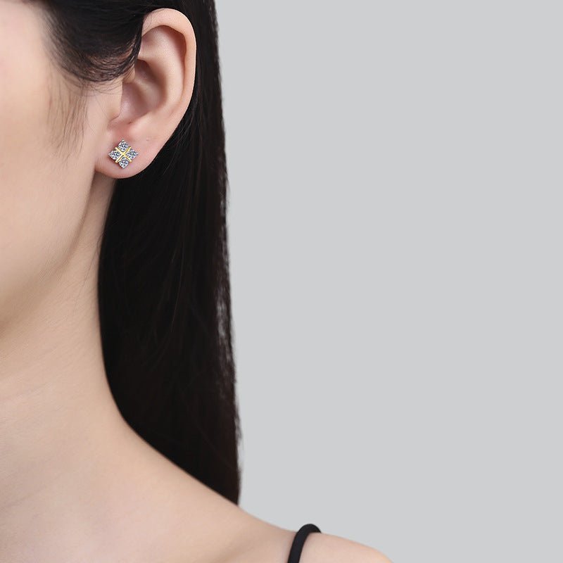 Pangama Jewelry Pangama DuoTone Cross Moissanite Stud Earrings