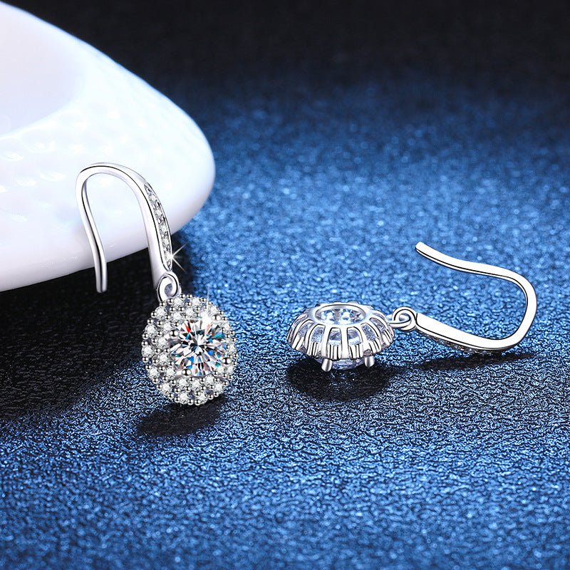 Pangama Jewelry Pangama Halo Drop Moissanite Earrings