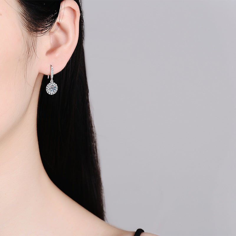 Pangama Jewelry Pangama Halo Drop Moissanite Earrings