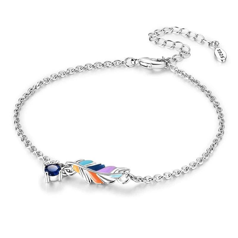 Pangama Jewelry Bracelet Colorful Feather Charm Bracelet