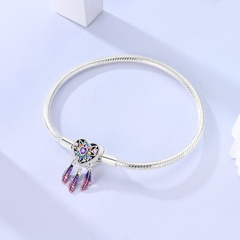 Pangama Jewelry Bracelet Dreamcatcher Rainbow Heart Charm Bracelet