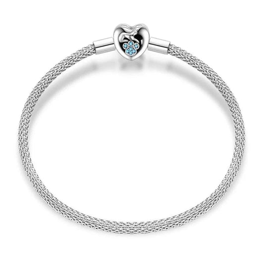 Pangama Jewelry Bracelet Elegant Heart Clasp Bracelet with Blue Paw Gemstones