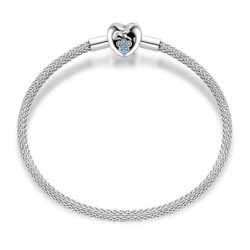 Pangama Jewelry Bracelet Elegant Heart Clasp Bracelet with Blue Paw Gemstones