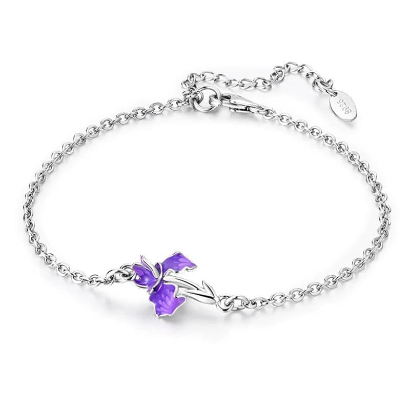 Pangama Jewelry Bracelet Elegant Purple Orchid Charm Bracelet