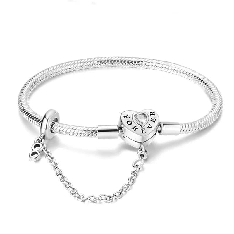 Pangama Jewelry Bracelet Forever Heart Bracelet with Safety Chain