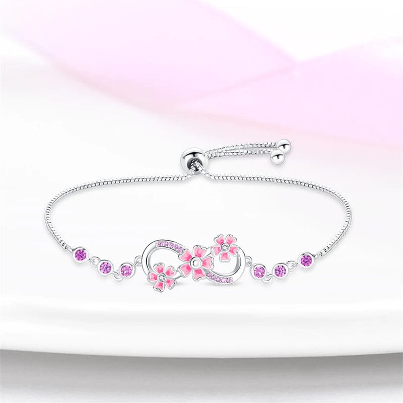 Pangama Jewelry Bracelet Pink Blossom Infinity Bracelet with Sparkling Gemstones