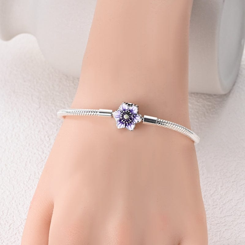 Pangama Jewelry Bracelet Purple Flower Charm Bracelet