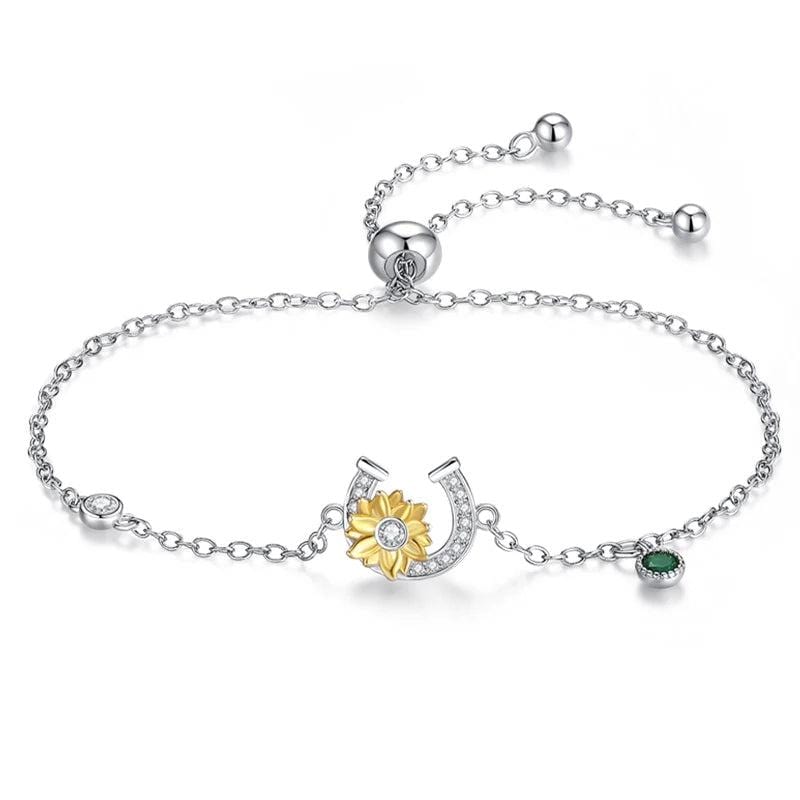 Pangama Jewelry Bracelet Sunflower & Horseshoe Charm Bracelet